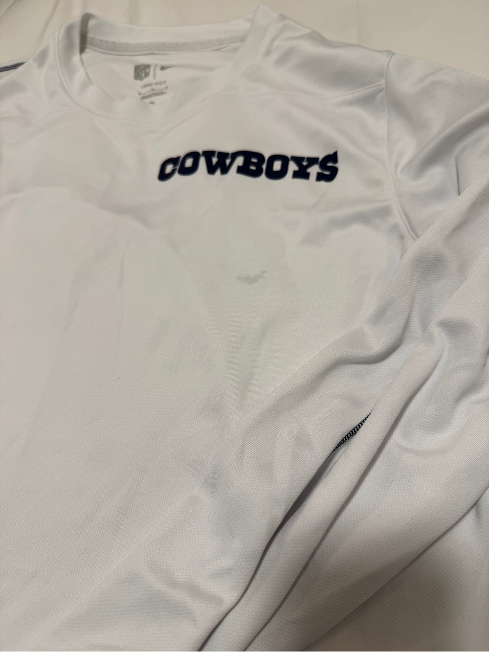 Dallas Cowboys Nike UV White Long Sleeve Performance Shirt - Picture 2 of 3